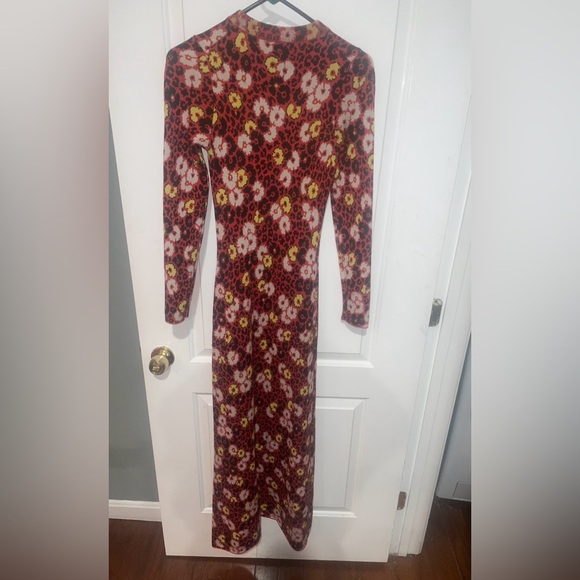 New! The Kooples Floral Knit Long Sleeve Maxi Dress Red, Yellow, Black 🌻 Small - Picture 10 of 13